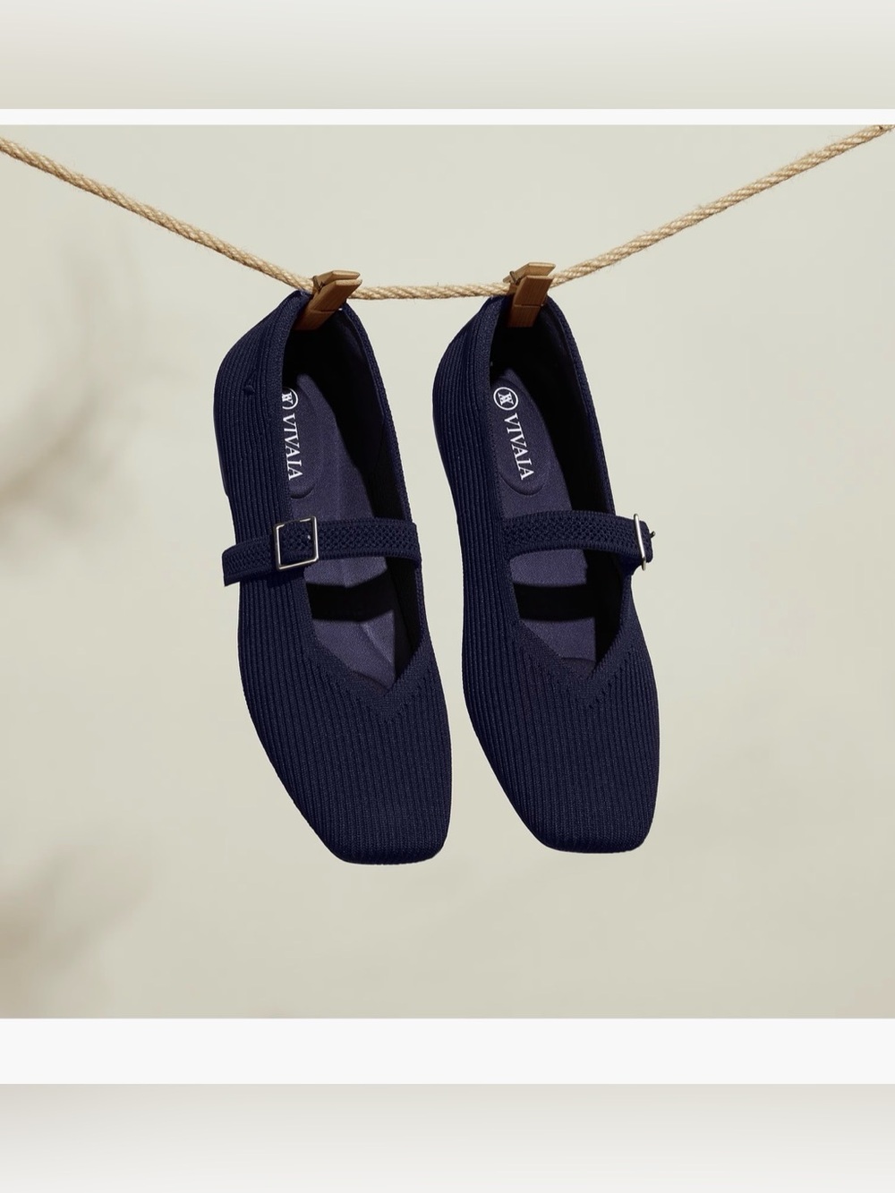 Navy Knit Mary Jane Flats with Buckle 9-9.5 (40.5 and 41)